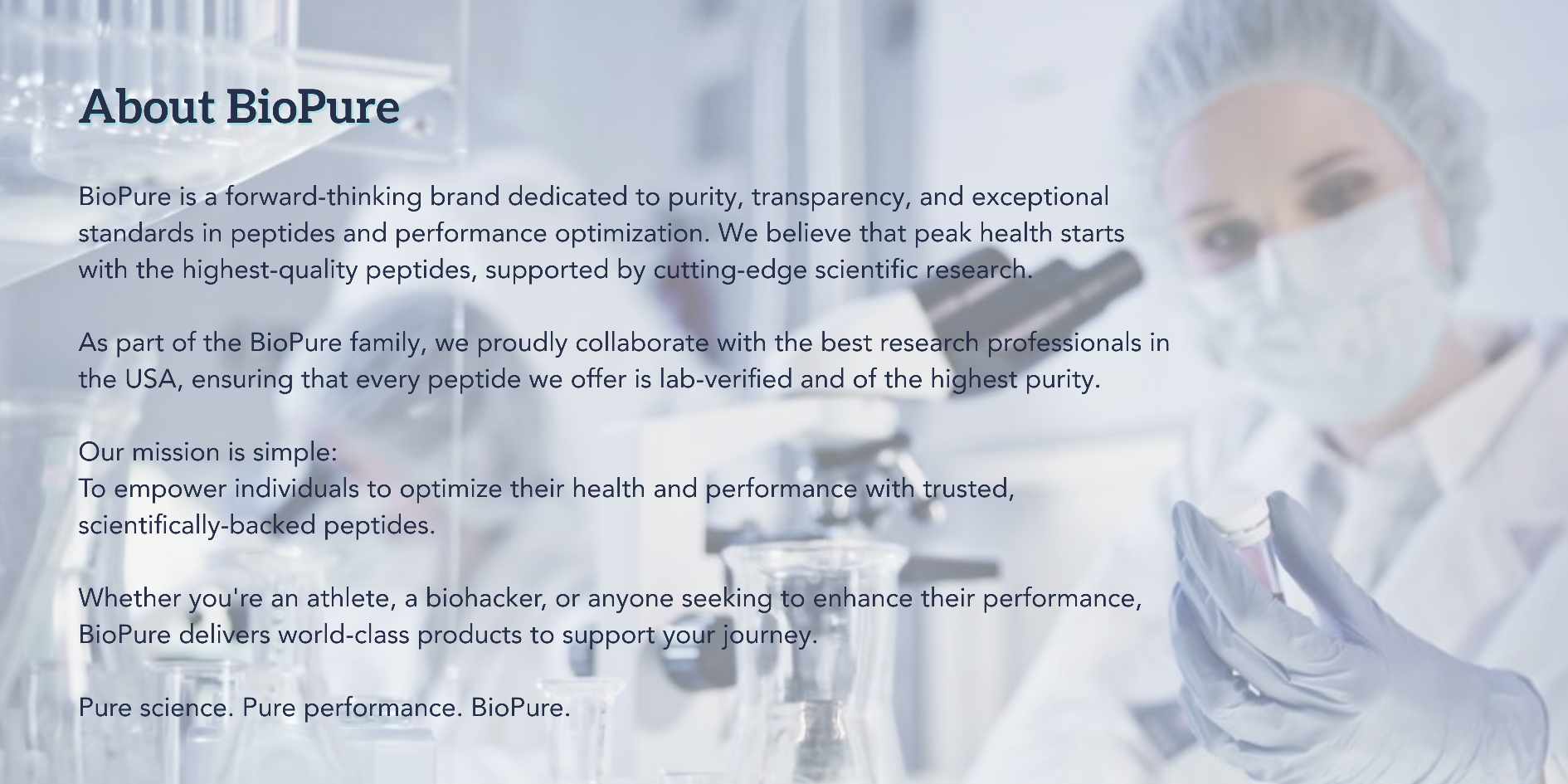 About BioPure - Premium Quality Peptides & Wellness Solutions